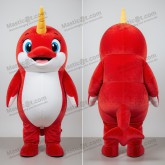 Karmosin Tecknad Narval Maskot - Narval - MASTICOT_8218 - Masticot.com