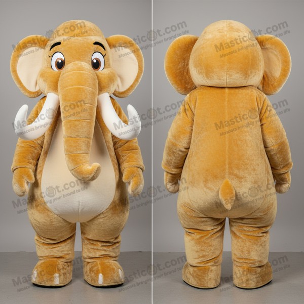 Golden Cartoon Mammoth Mascot - Masticot.com
