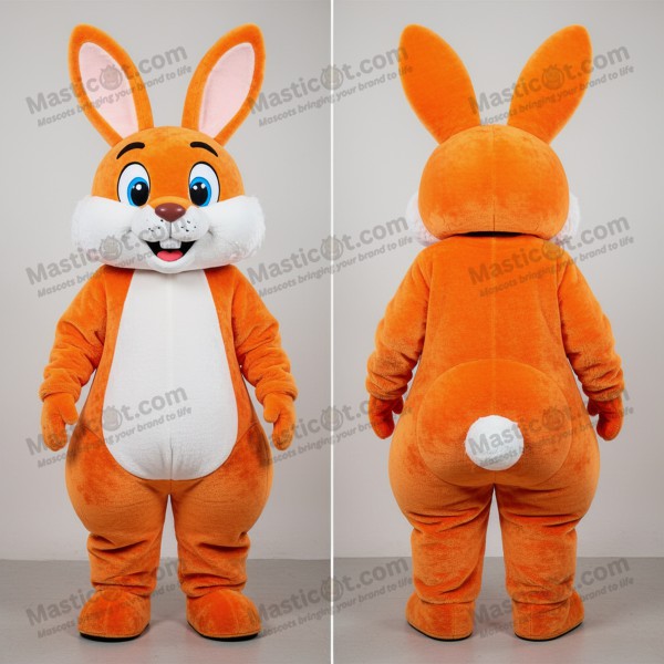 Vibrant Orange Cartoon Wild Rabbit Mascot - Masticot.com