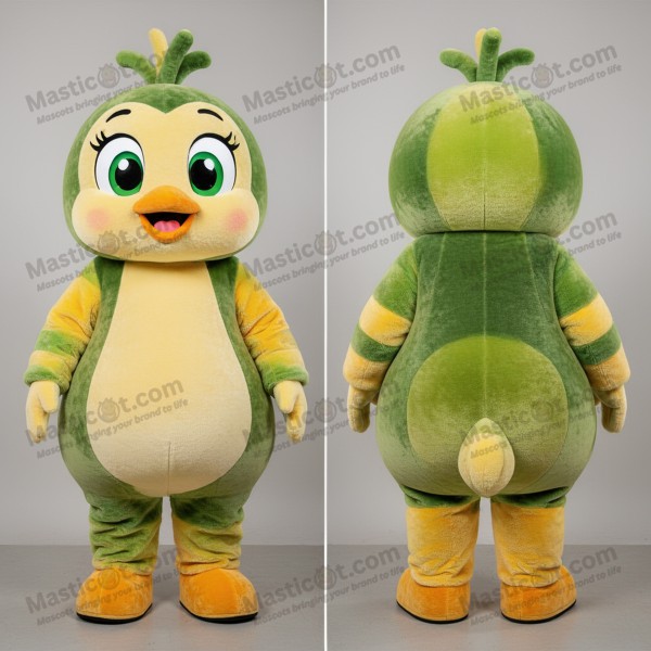 Olive Velvety Cartoon Gosling Mascot - Masticot.com