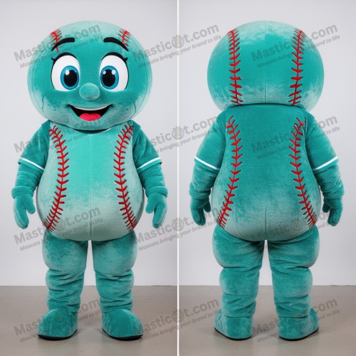 Türkisfarbene Samt-Baseballball-Maskottchen - Baseballball - MASTICOT_8237 - Masticot.com