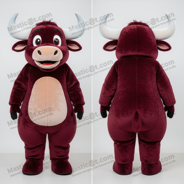 Maroon Velvety Yak Mascot - Masticot.com