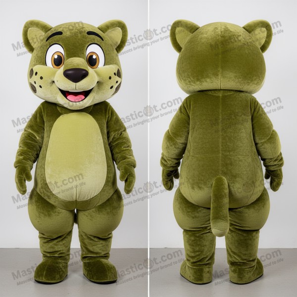 Olive Green Cartoon Smilodon Mascot - Masticot.com