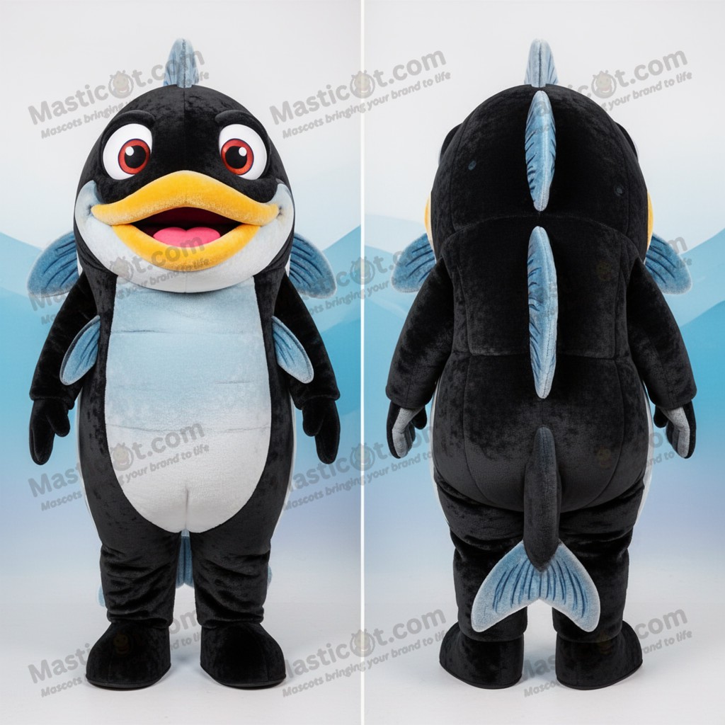 Jet Black Rounded Cod Mascot - Masticot.com