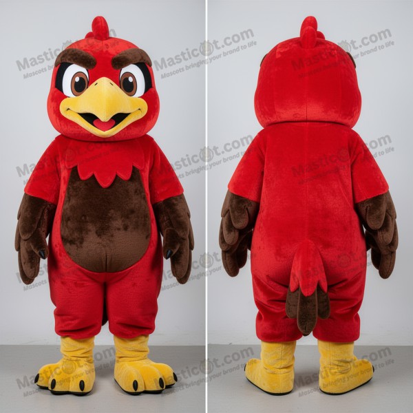 Velvety red feathered hawk mascot - Masticot.com