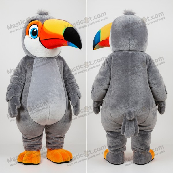 Silver Gray Cartoon Toucan Mascot - Masticot.com