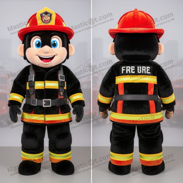 Uhlově černý statečný hasičí maskot - Masticot.com