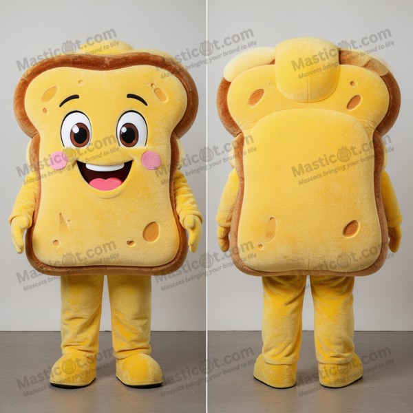 Golden Brown Plush Grilled Cheese Sandwich Mascot -