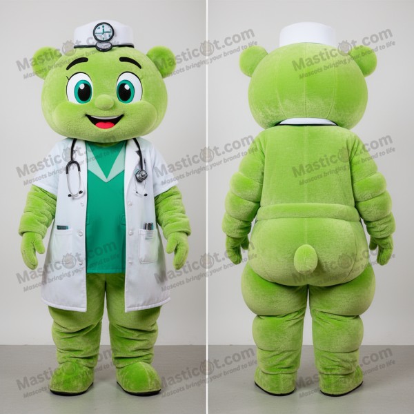 Lime Green Velvety Doctor Mascot - Masticot.com