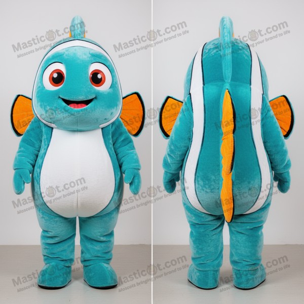 Turquoise Cartoon Clown Fish Mascot - Masticot.com