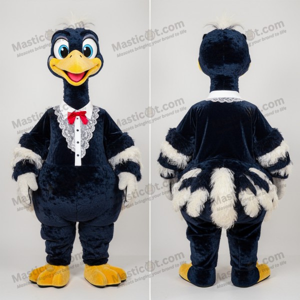 Navy Plump Ostrich Mascot - Masticot.com