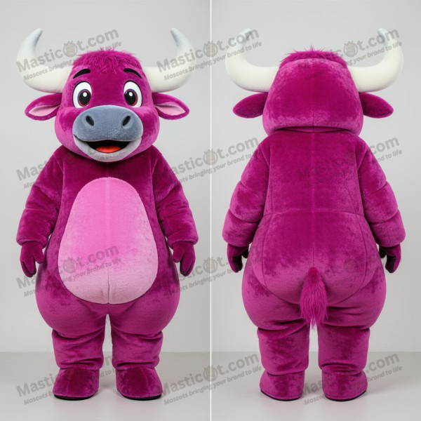 Magenta Cartoon Yak Mascot - Masticot.com