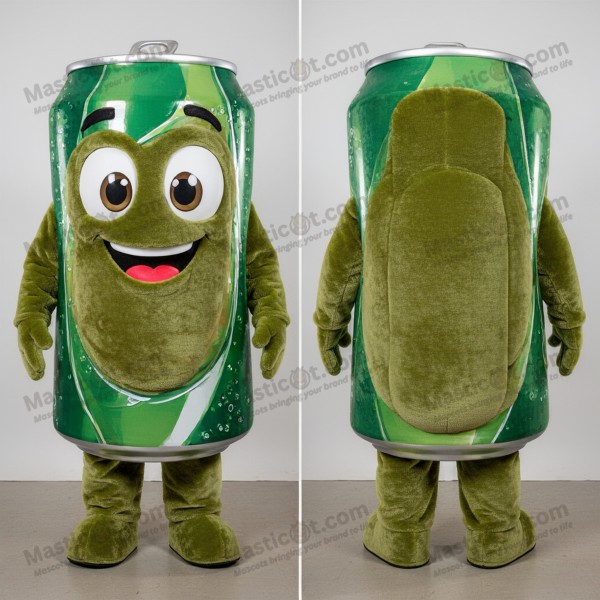 Olive Green Rounded Soda Can Mascot - Masticot.com