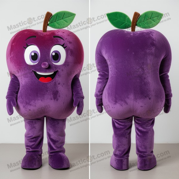 Velvety purple rounded apple mascot - Masticot.com