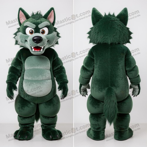 Waldgrüner Cartoon-Werwolf Maskottchen - Werwolf - MASTICOT_8314 - Masticot.com