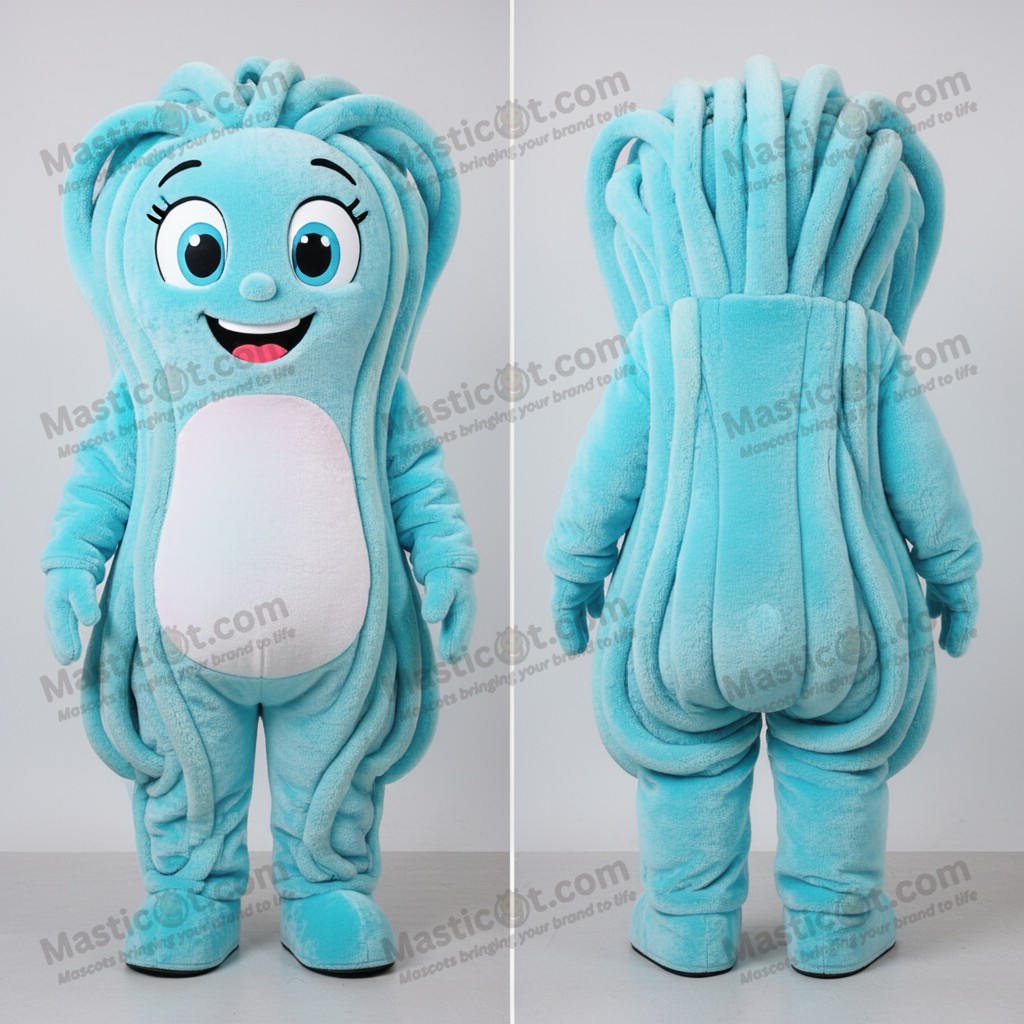 Cyan velvety spaghetti mascot - Masticot.com