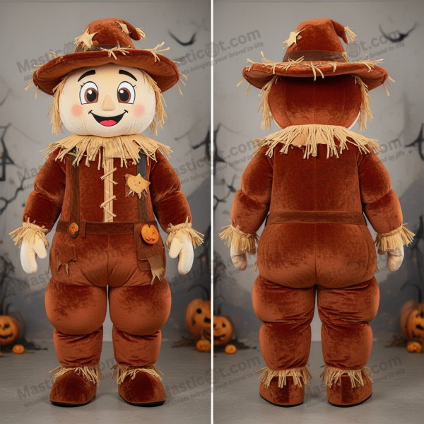 Rust orange friendly scarecrow mascot - Masticot.com