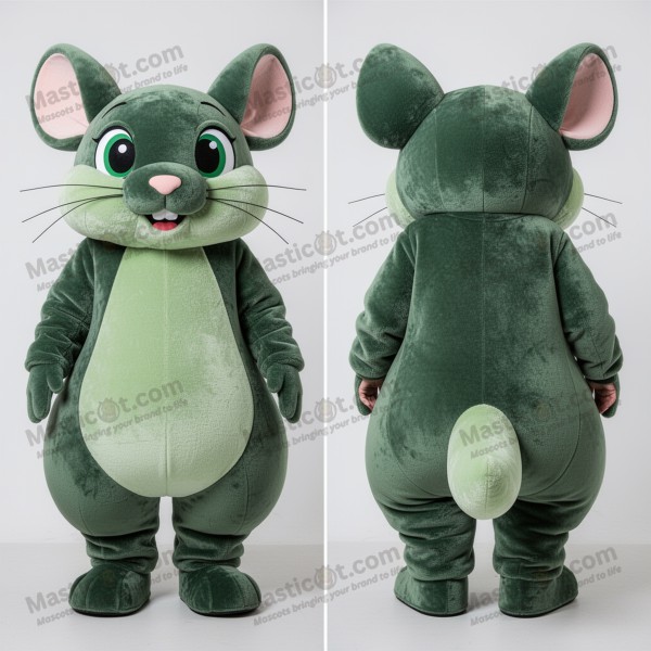 Costum de chinchilla verde pădureț cu textură catifelată -
