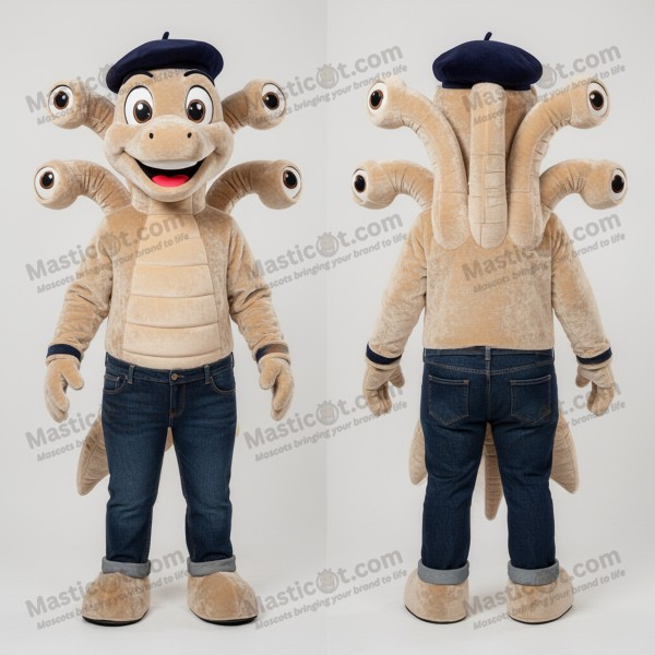 Beige multi headed hydra mascot - Masticot.com