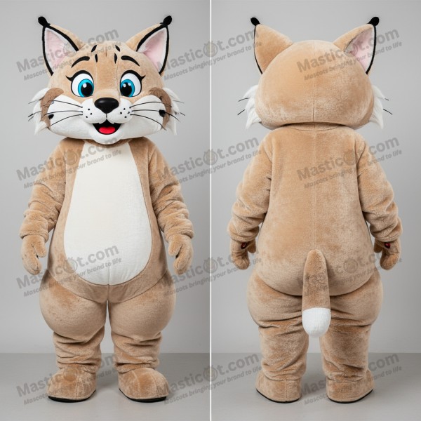 Samtiger beiger Bobcat-Maskottchen - Masticot.com