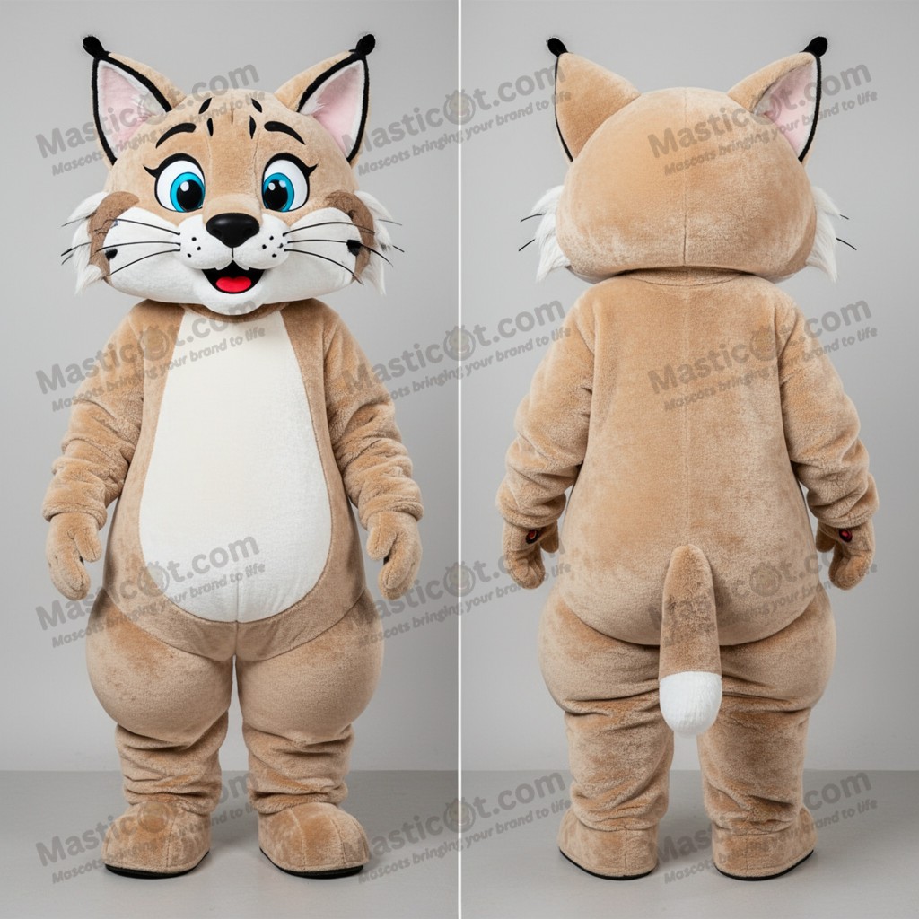 Samtiger beiger Bobcat-Maskottchen - Masticot.com