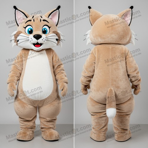 Samtiger beiger Bobcat-Maskottchen - Masticot.com