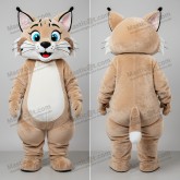 Samtiger beiger Bobcat-Maskottchen - Masticot.com