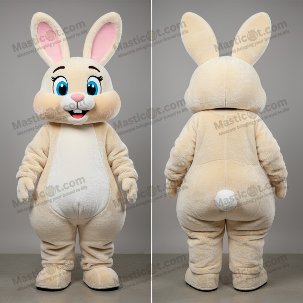 Cream velvety rabbit mascot - Masticot.com