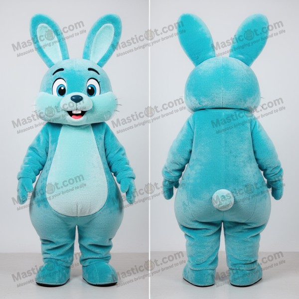 Cyan soft rounded rabbit mascot - Masticot.com