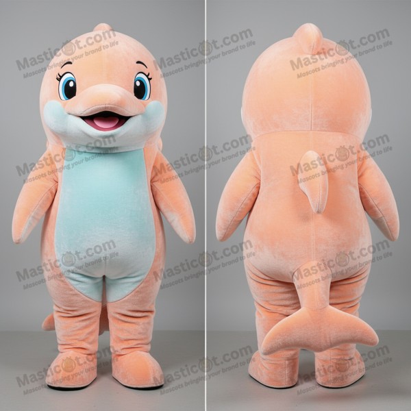 Velvety peach playful dolphin mascot - Masticot.com