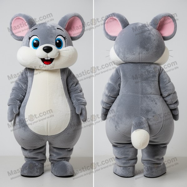 Costum mascot chinchilla gri catifelat, oversized -