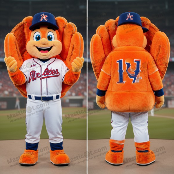 Oransje lær baseballhanske-maskot - Masticot.com