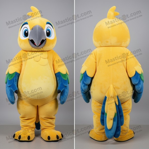 Golden Radiant Cartoon Macaw Mascot - Masticot.com