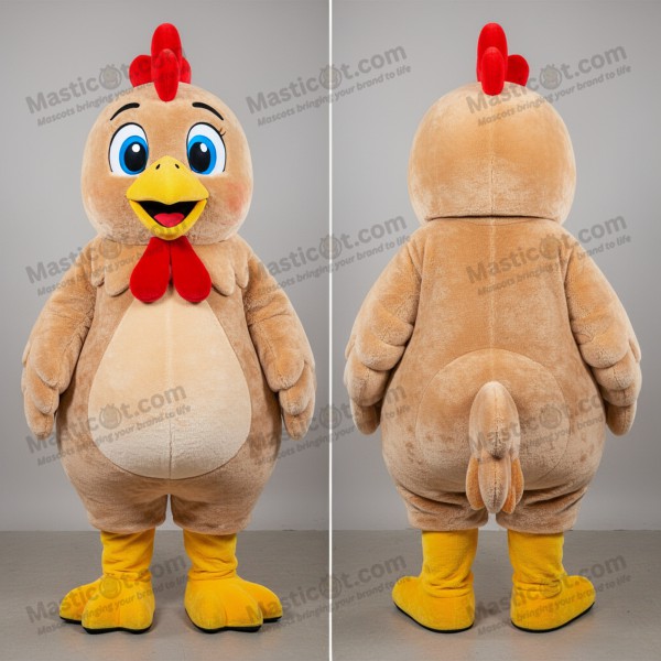 Tan fluffy chicken mascot - Masticot.com
