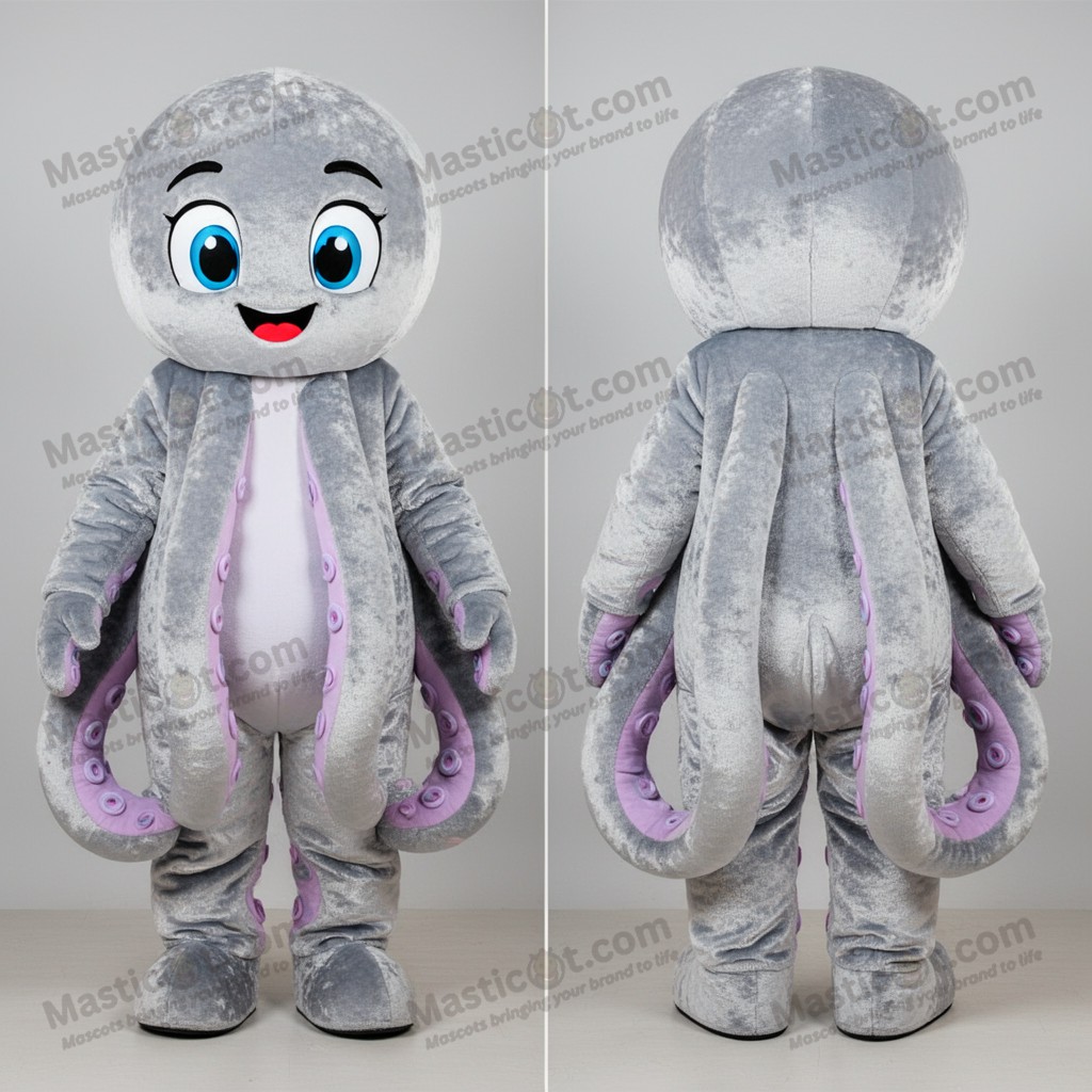 Silver shimmering octopus mascot - Masticot.com
