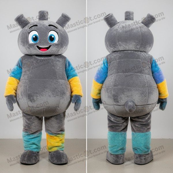Grå Plussj Plysj Menneskeskudd Maskot - Masticot.com