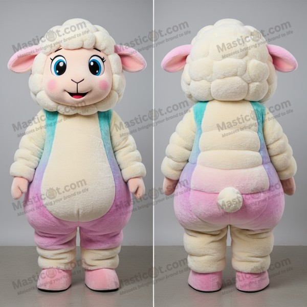 Creamy white fluffy sheep mascot - Masticot.com