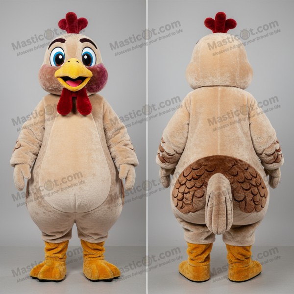Beige Fluffy Pheasant Mascot - Masticot.com