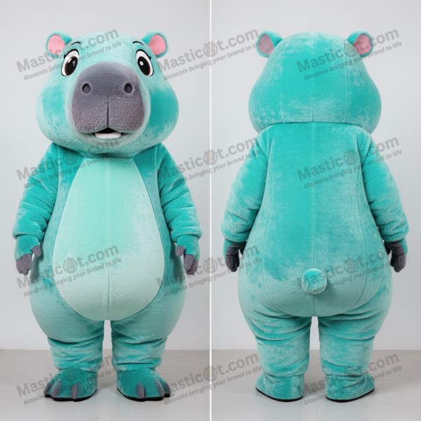 Turquoise velvety capybara mascot - Masticot.com