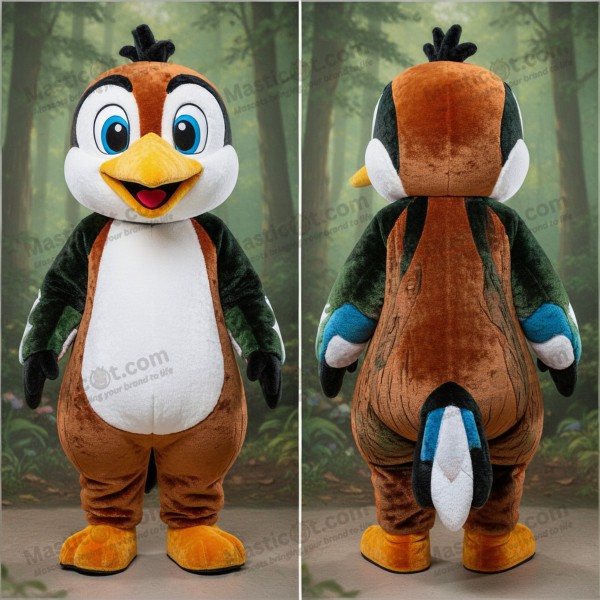 Costume de mascotte Pic vert cramoisi et bleu marine -