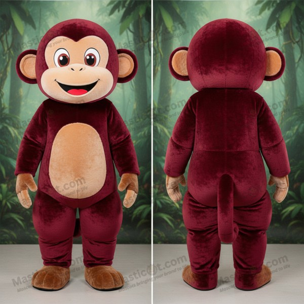 Maroon velvety capuchin monkey mascot - Masticot.com