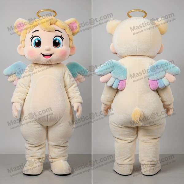 Creamy white winged cupid mascot - Masticot.com