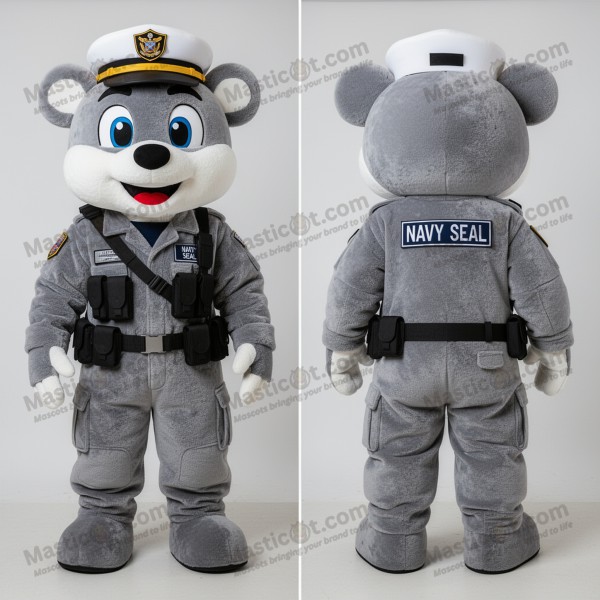 Gray white brave navy seal mascot - Masticot.com