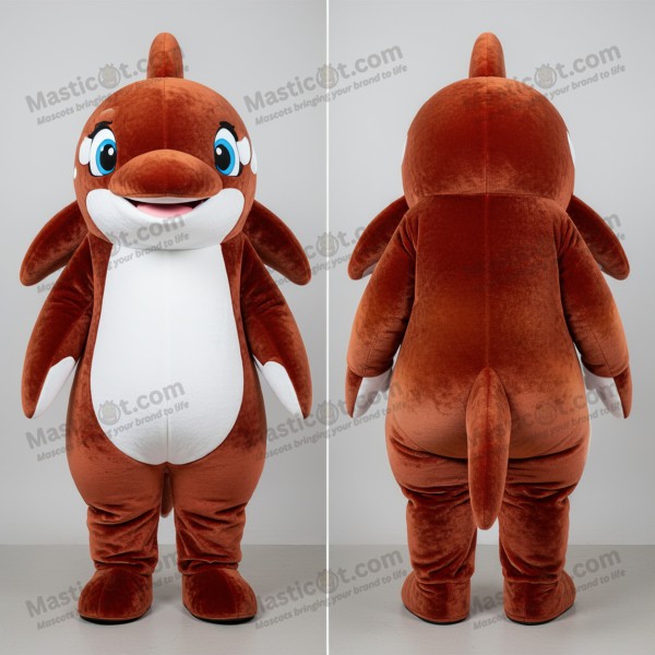 Costum mascotă balenă ucigașă rotundă, portocalie ruginită