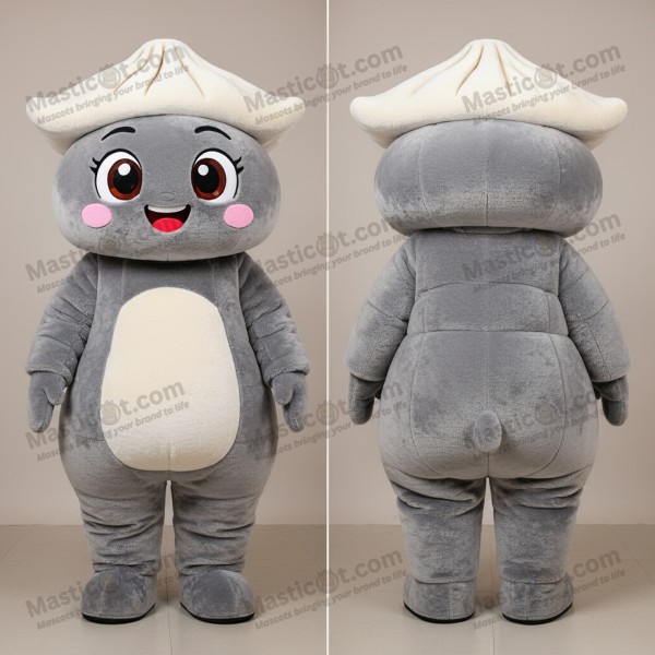 Velvety gray dumpling dim sum mascot - Masticot.com