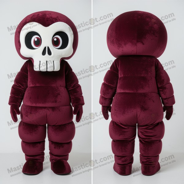 Maroon velvety skull mascot - Masticot.com