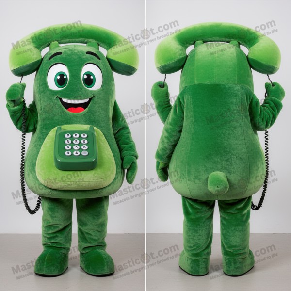 Forest green friendly phone mascot - Masticot.com