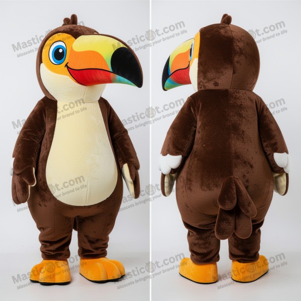Velvety brown tropical toucan mascot - Masticot.com
