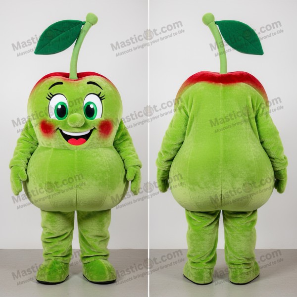 Lime green rounded cherry mascot - Masticot.com