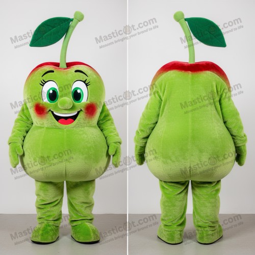 Lime green rounded cherry mascot - Cherry - MASTICOT_8412 - Masticot.com